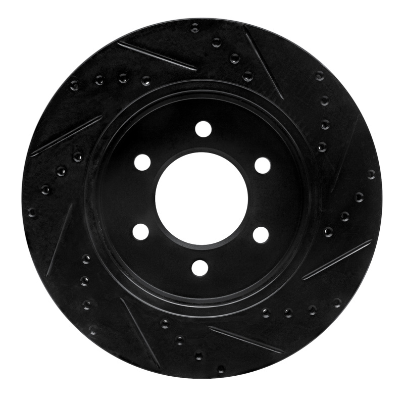 Ford E-350 Econoline Club Wagon Brake Rotor (1) - Rear Left - R1 Concepts - Drilled & Slotted - Black - `99-`07